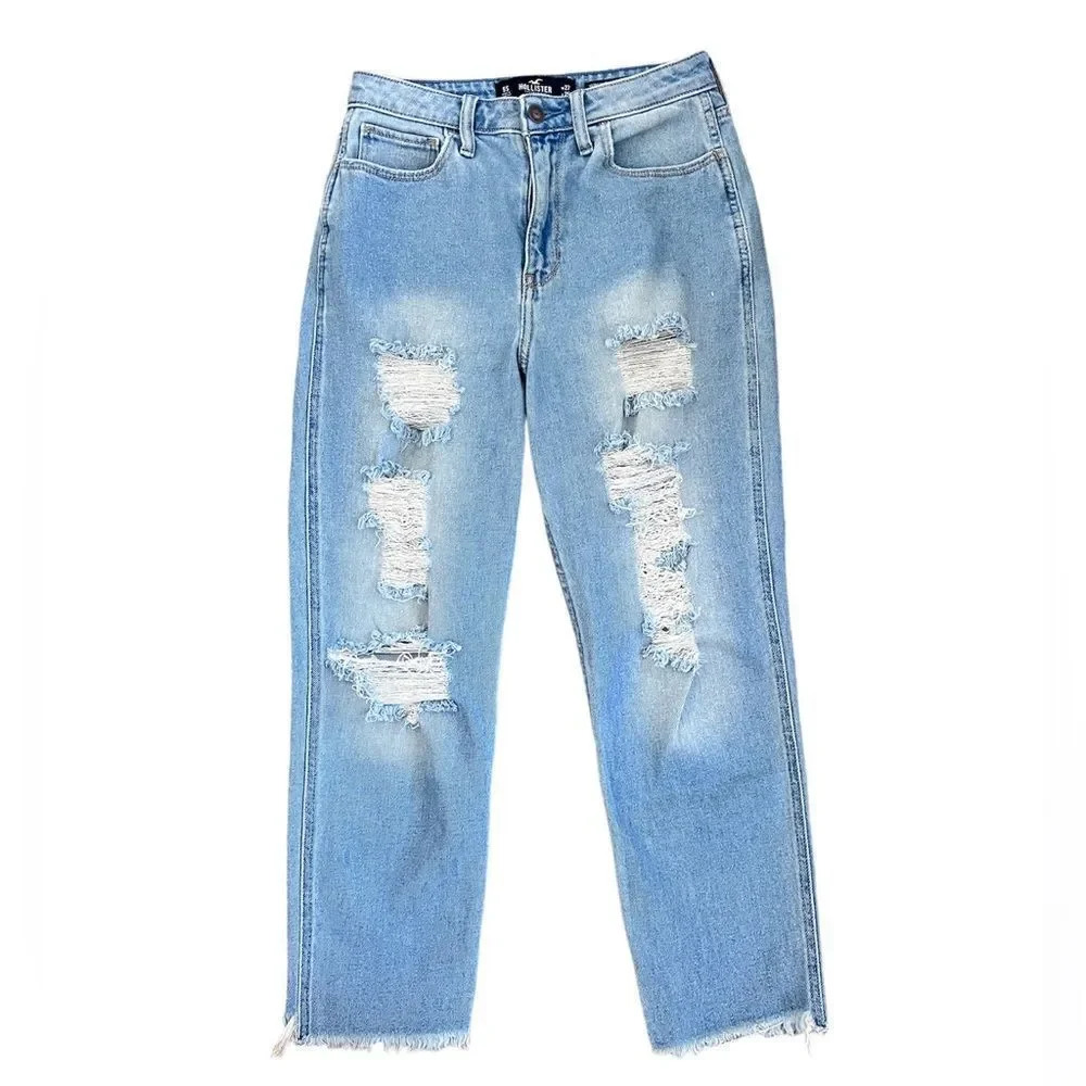 Hollister Cotton Ultra High Rise Mom Distressed Jeans 27‎